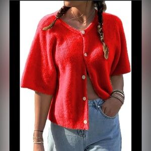 Socialite, waffle knit button down top